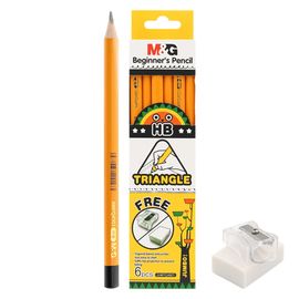 M&G - Ceruzka grafitová Jumbo/trojhranná HB - sada 6 ks + guma a strúhadlo