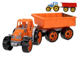 MIKRO TRADING - Traktor so sklápacím prívesom 54cm oranžový v sieťke