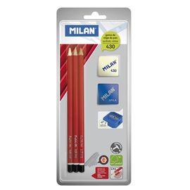 MILAN - Ceruzka 3 x šesťhranná HB + guma + strúhadlo
