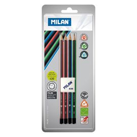 MILAN - Ceruzka 4 x trojhranná HB/B/2B + guma