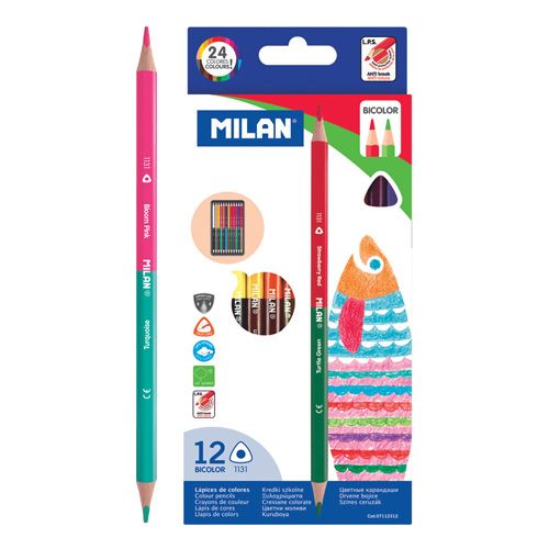 MILAN - Pastelky dvojfarebné trojhranné 12ks