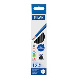 MILAN - Pastelky Ergo Grip trojhranné 12 ks, Black