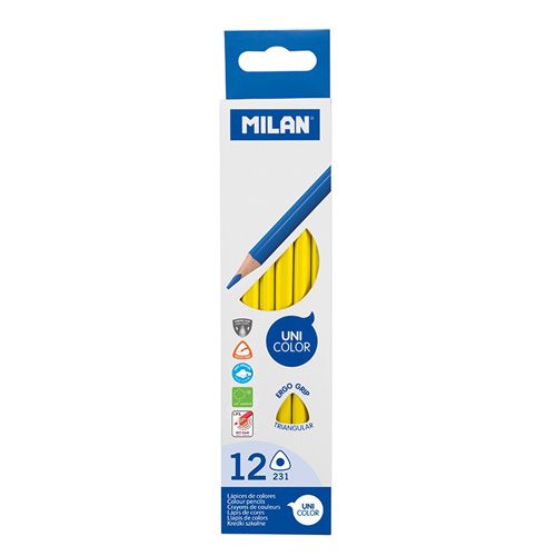 MILAN - Pastelky Ergo Grip trojhranné 12 ks, Tropical Yellow