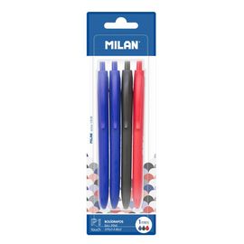 MILAN - Pero guľôčkové P1 Touch 1,0 mm - sada 2 x modré + čierne + červené pero