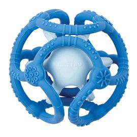 NATTOU - Hryzačka silikónová lopta 2v1 bez BPA 10 cm modrá