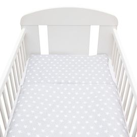 NEW BABY - 2-dielne posteľné obliečky 90/120 cm sivé Hviezdičky biele