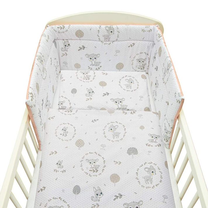 NEW BABY - 3-dielne posteľné obliečky 100/135 cm Srnka sivo-rúžové