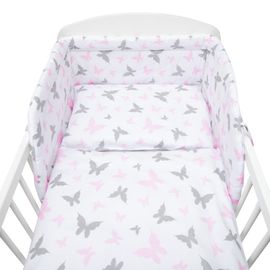 NEW BABY - 3-dielne posteľné obliečky 90/120 cm biele motýle