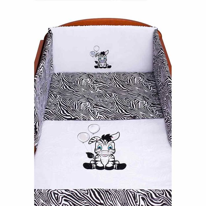 NEW BABY - 3-dielne posteľné obliečky Zebra 100/135 bielo-čierne
