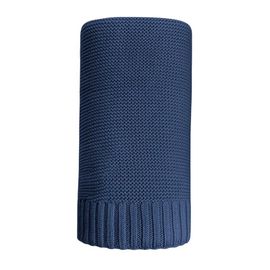 NEW BABY - Bambusová pletená deka 100x80 cm tmavo modrá