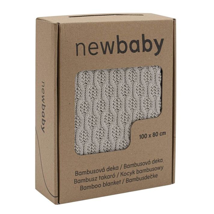 NEW BABY - Bambusová pletená deka so vzorom 100x80 cm light grey