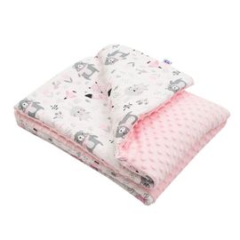 NEW BABY - Detská deka z Minky s výplňou Medvedíkovia ružová 80x102 cm