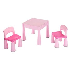 NEW BABY - Detská sada stolček a dve stoličky ružová