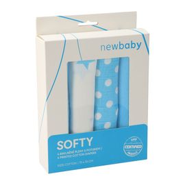 NEW BABY - Látkové bavlnené plienky Softy s potiskom 70 x 70 cm 4 ks tyrkysovo-biele