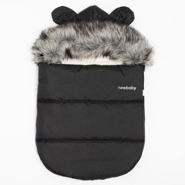 NEW BABY - Luxusný zimný fusak s kapucňou s uškami Alex Fleece black