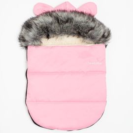 NEW BABY - Luxusný zimný fusak s kapucňou s uškami Alex Wool pink