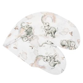 NEW BABY - Obliečka na dojčiaci vankúš Sloníky bielo-sivá