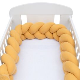 NEW BABY - Ochranný mantinel do postieľky vrkoč mušelínový horčicový
