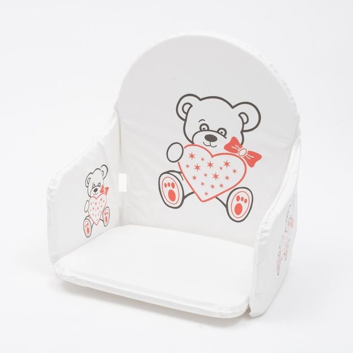 NEW BABY - Vložka do drevených jedálenských stoličiek typu Victory biela medvedík a srdiečko
