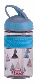 NUBY - Fľaša športová 2v1 s tvrdou sklopiteľnou slamkou, 360 ml, modrá, 3+