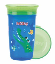 NUBY - Hrnček netečúci 360° 300 ml, 6 m+ modrá / zelená