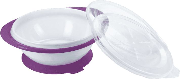 NUK - EL Detská miska s 2 viečkami a prísavkou – fialová