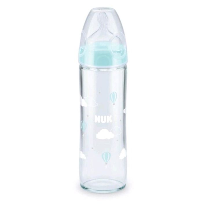NUK - Sklenená dojčenská fľaša New Classic 240 ml modrá