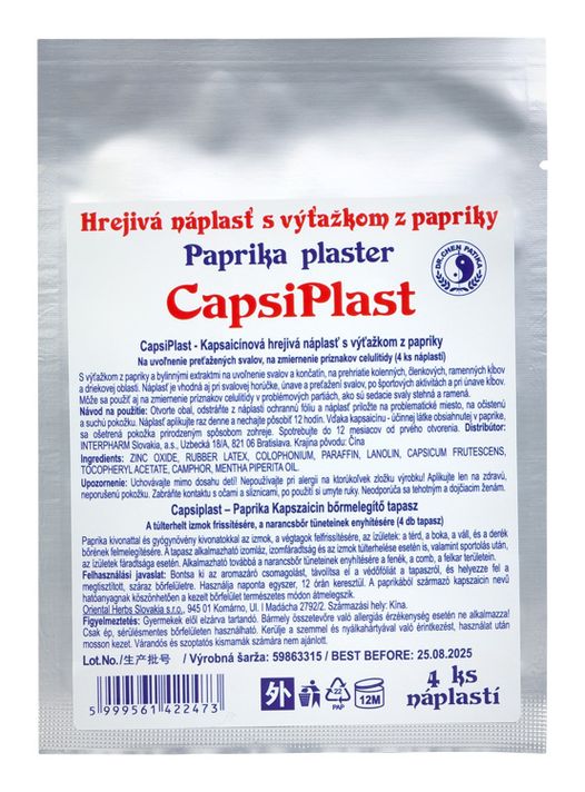 ORIENTAL HERBS - CapsiPlast kapsaicínová hrejivá náplasť 4ks