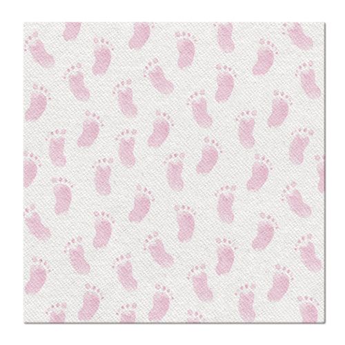 PAW - Obrúsky AIRLAID L 40x40cm Baby footprints, light pink