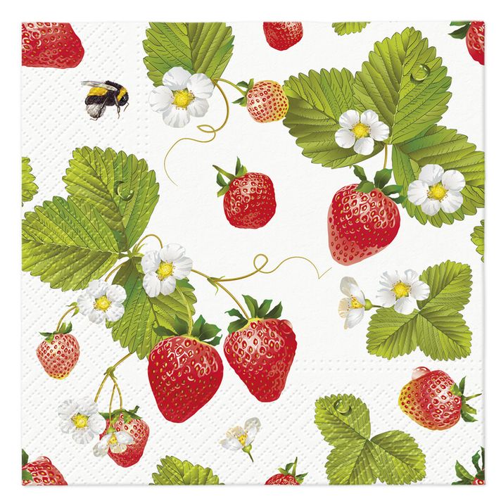 PAW - Obrúsky L 33x33cm strawberries with bees