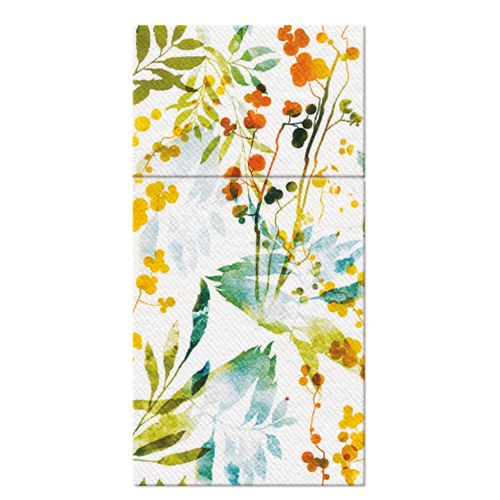 PAW - Vrecká na príbory AIRLAID 40x40 cm Watercolor leaves, 25 ks/bal