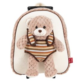 PERLETTI - BE MY FRIEND, Detský plyšový batoh na kolieskach s odnímateľnou hračkou MEDVEDÍK, 13040