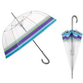 PERLETTI - Dámsky automatický dáždnik COLOR BORDER Transparent / Fialová, 26272