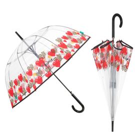 PERLETTI - Dámsky automatický dáždnik HEART BORDER Transparent, 26274