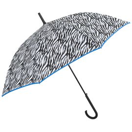 PERLETTI -  Dámsky automatický dáždnik  ZEBRATO / modrý lem, 26164