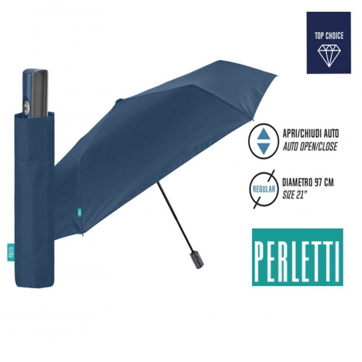 PERLETTI -  Plnoautomatický skladací dáždnik PROMOCIONALI / tmavomodrá, 96026-02