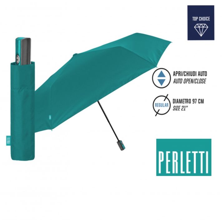 PERLETTI -  Plnoautomatický skladací dáždnik PROMOCIONALI / zelená, 96026-03