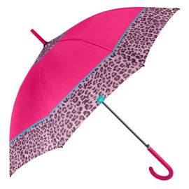 PERLETTI - Time, Dámsky palicový dáždnik Bordo Leopardo / modrý, 26255