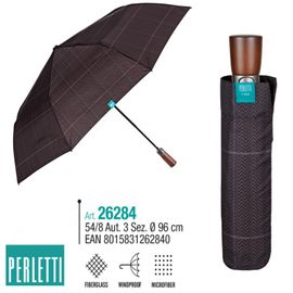 PERLETTI - TIME Pánsky automatický dáždnik Scottish / hnedý svetlý, 26284