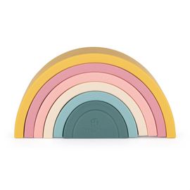PETITE&MARS - Hračka silikónová skladacia Rainbow Intense Ochre 12m+