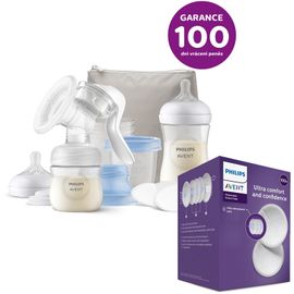 PHILIPS AVENT - Odsávačka mat.ml. manuálna štartovacia sada + Vložky do podprsenky jednorazové 100 ks