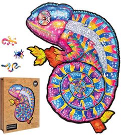 PUZZLER - Drevené Farebné Puzzle - Hypnotický Chameleón