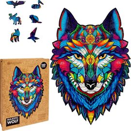 PUZZLER - Drevené Farebné Puzzle - Majestátný Vlk