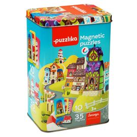 PUZZLIKA - 13470 Magnetické domčeky - magnetická hra 35 dielikov a 10 predlôh