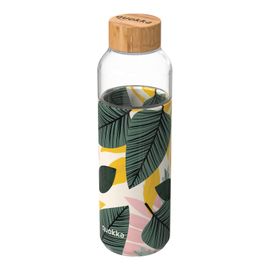 QUOKKA - FLOW Sklenená fľaša so silikónovým povrchom AUTUMN LEAVES, 660ml, 40001