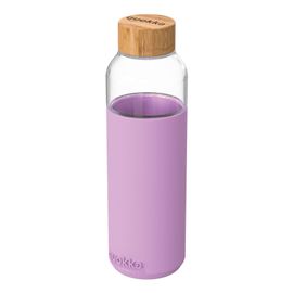 QUOKKA - FLOW Sklenená fľaša so silikónovým povrchom LILAC, 660ml, 40008