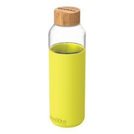 QUOKKA - FLOW Sklenená fľaša so silikónovým povrchom NEON GREEN, 660ml, 40009