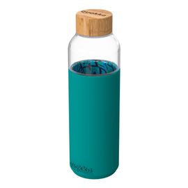 QUOKKA - FLOW Sklenená fľaša so silikónovým povrchom PALM LEAVES, 660ml, 40005