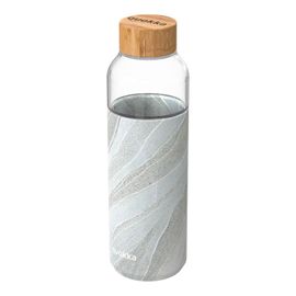 QUOKKA - FLOW Sklenená fľaša so silikónovým povrchom WHITE STONE, 660ml, 40002