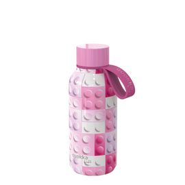 QUOKKA - KIDS Nerezová fľaša / termoska s pútkom PINK BRICKS, 330ml, 40142